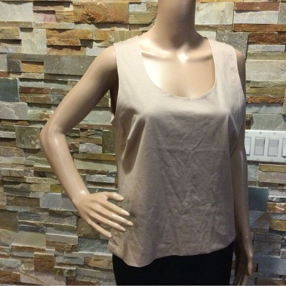 Akris Tan Square Neck Sleeveless Tank Top - Picture 2 of 10